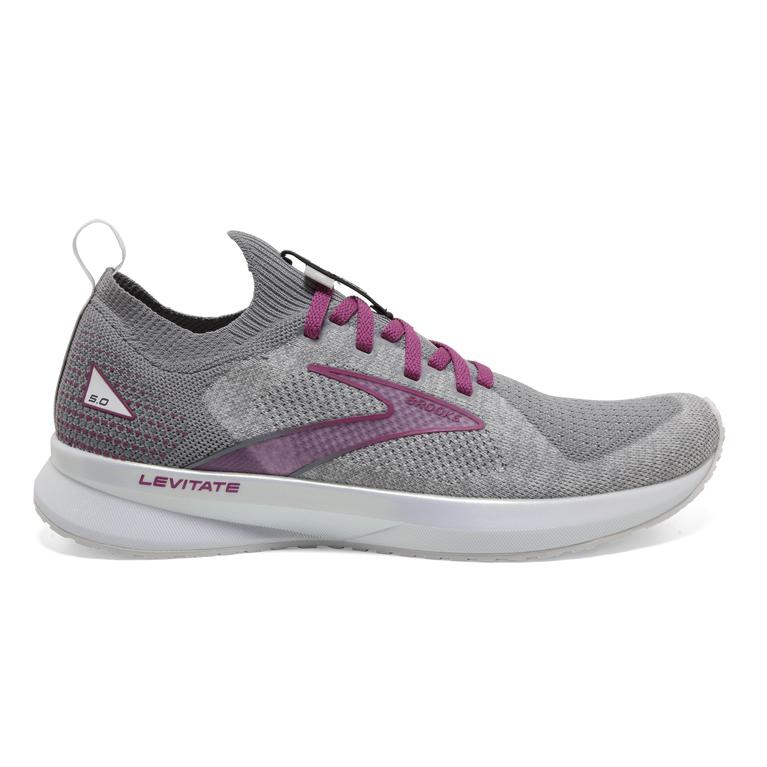 Brooks Levitate StealthFit 5 Energy-Return Women's Road Running Shoes - White/Grey/Baton Rouge (9637